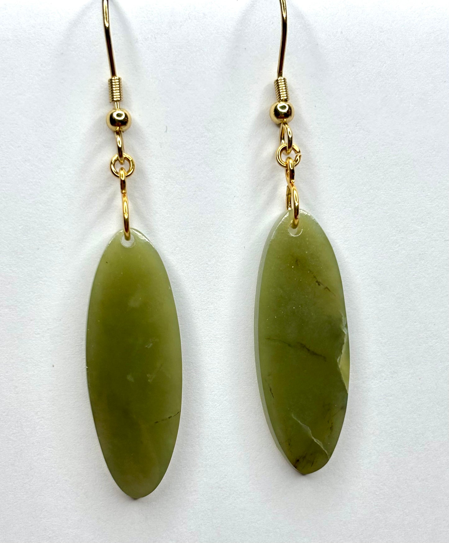 Light Olive Jade earrings with gold plated hooks