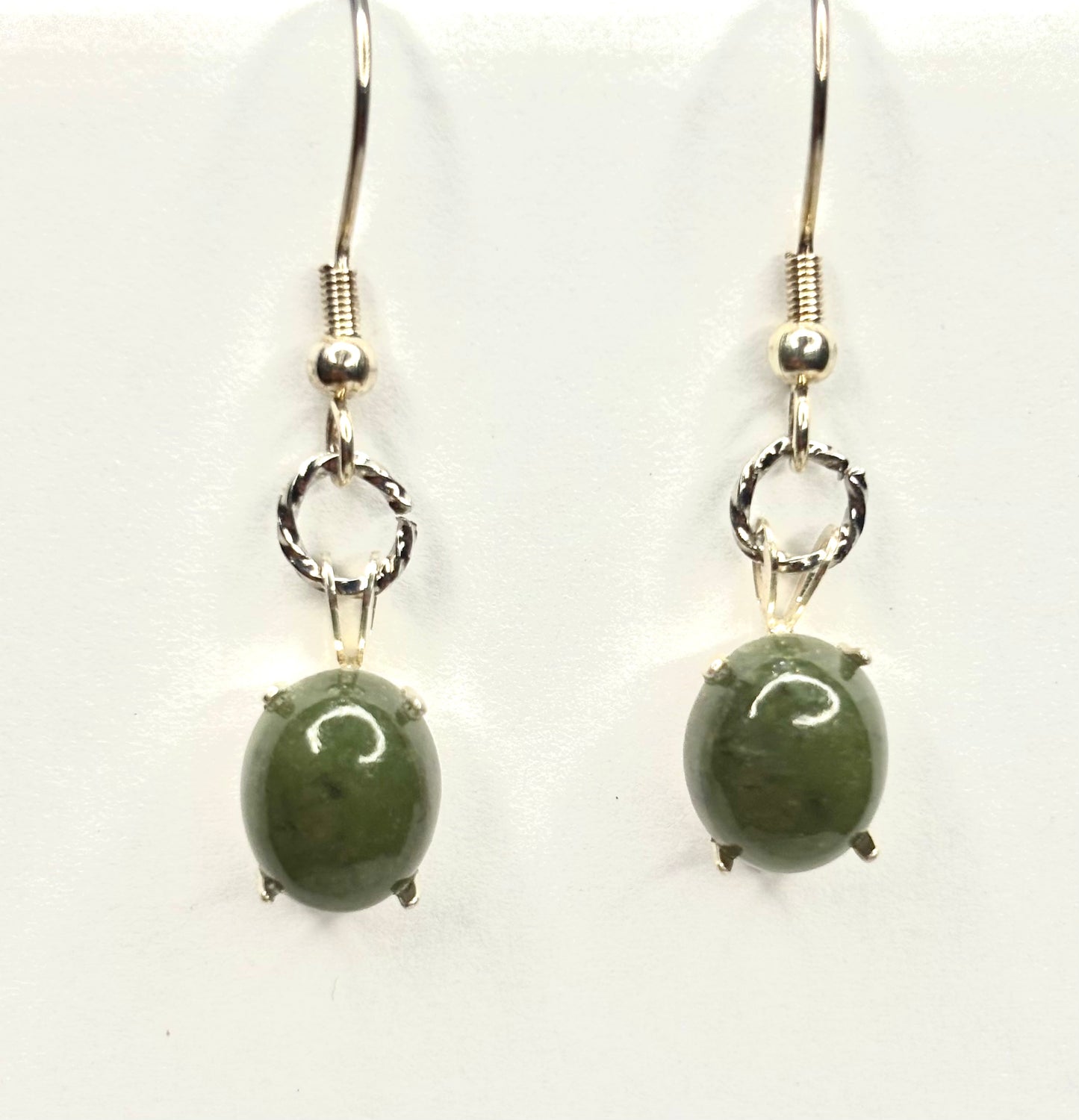 Classic Olive green Jade dangle earrings