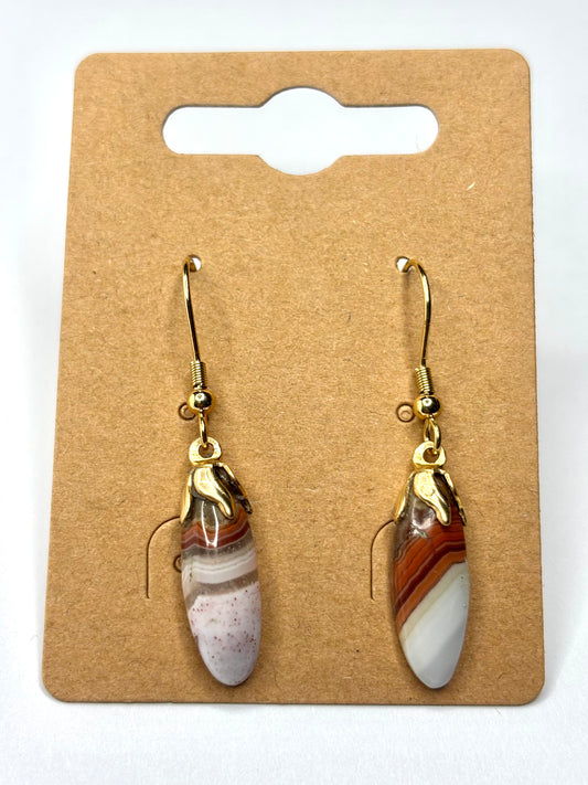 Oblong "dryhead" agate earrings