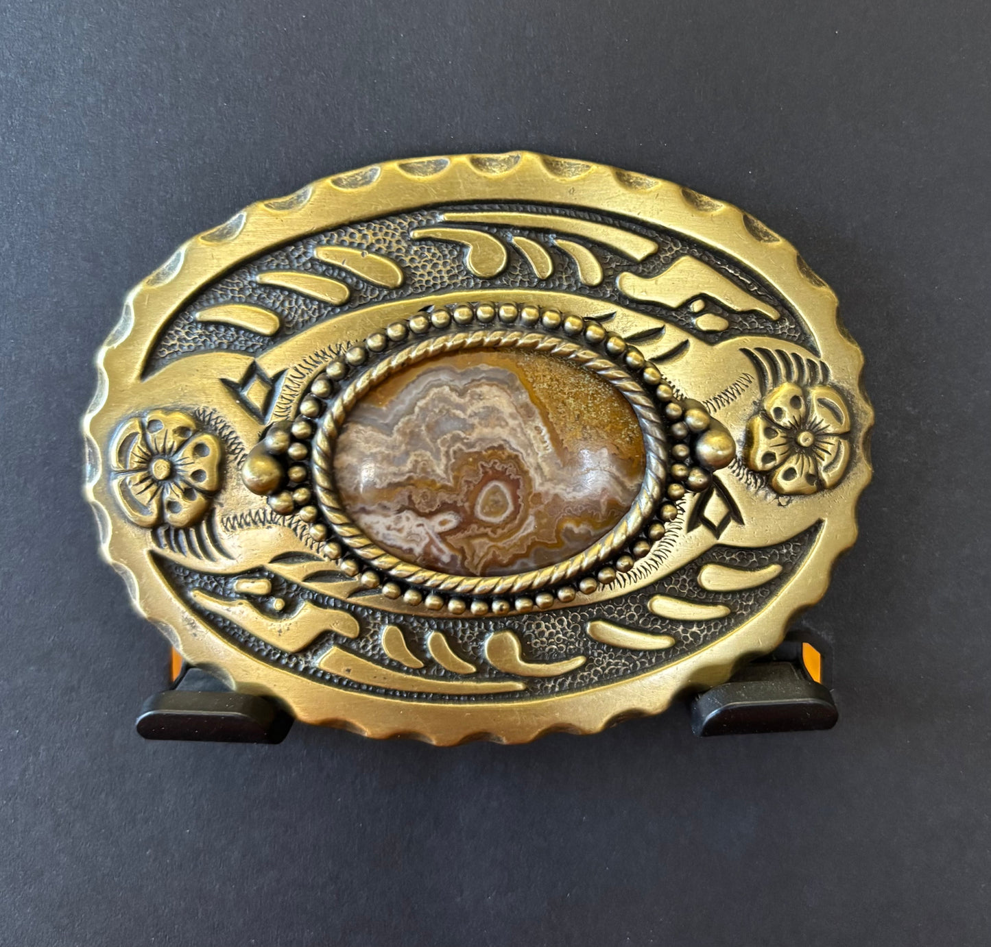 Bronze with agate belt buckle
