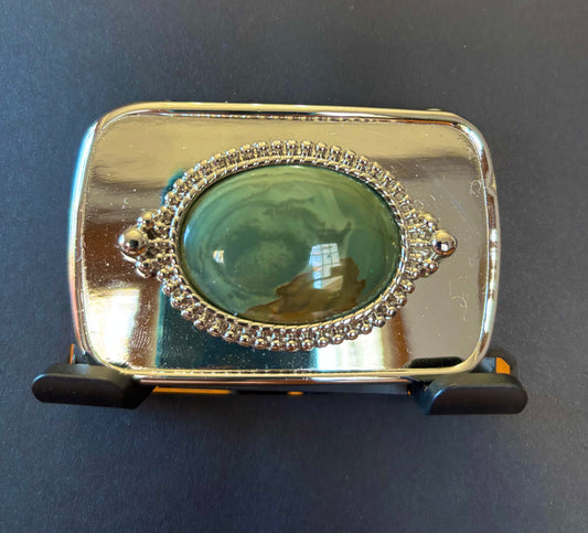 Simple silver and green Jasper belt buckle